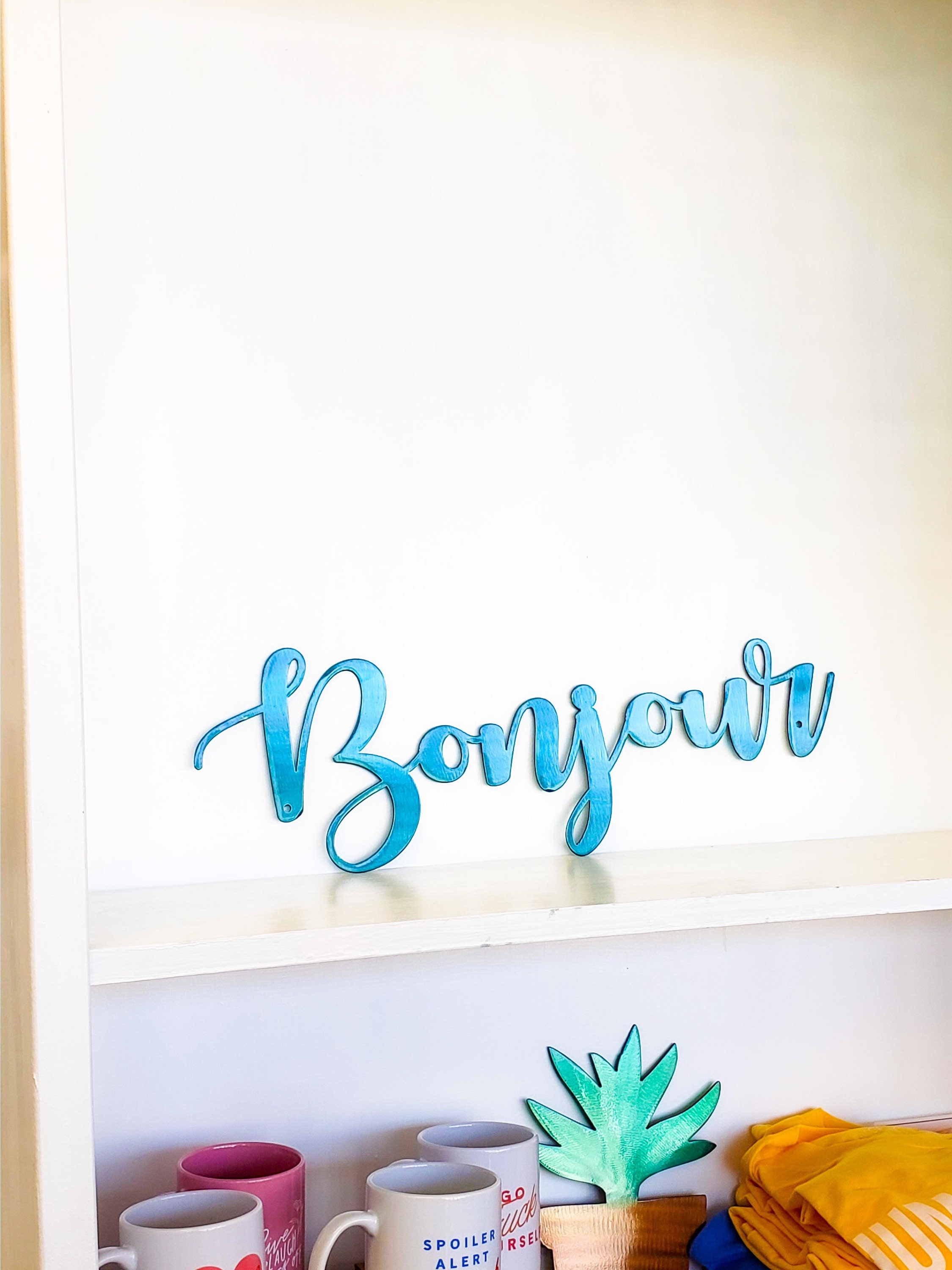 Bonjour Script Bonjour Metal Wall Art in Script - Etsy