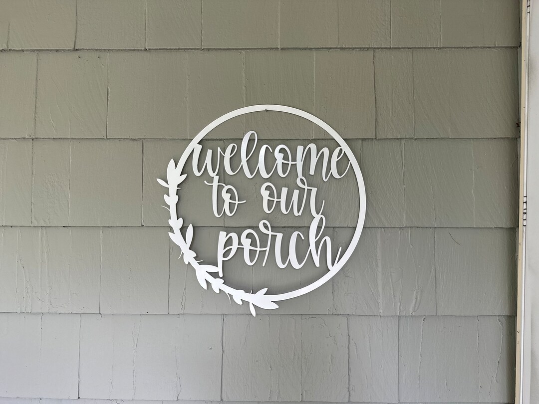 Powder Welcome Signs Powder Coated Metal Welcome Sign: Leaf Detail Porch Decor - Etsy