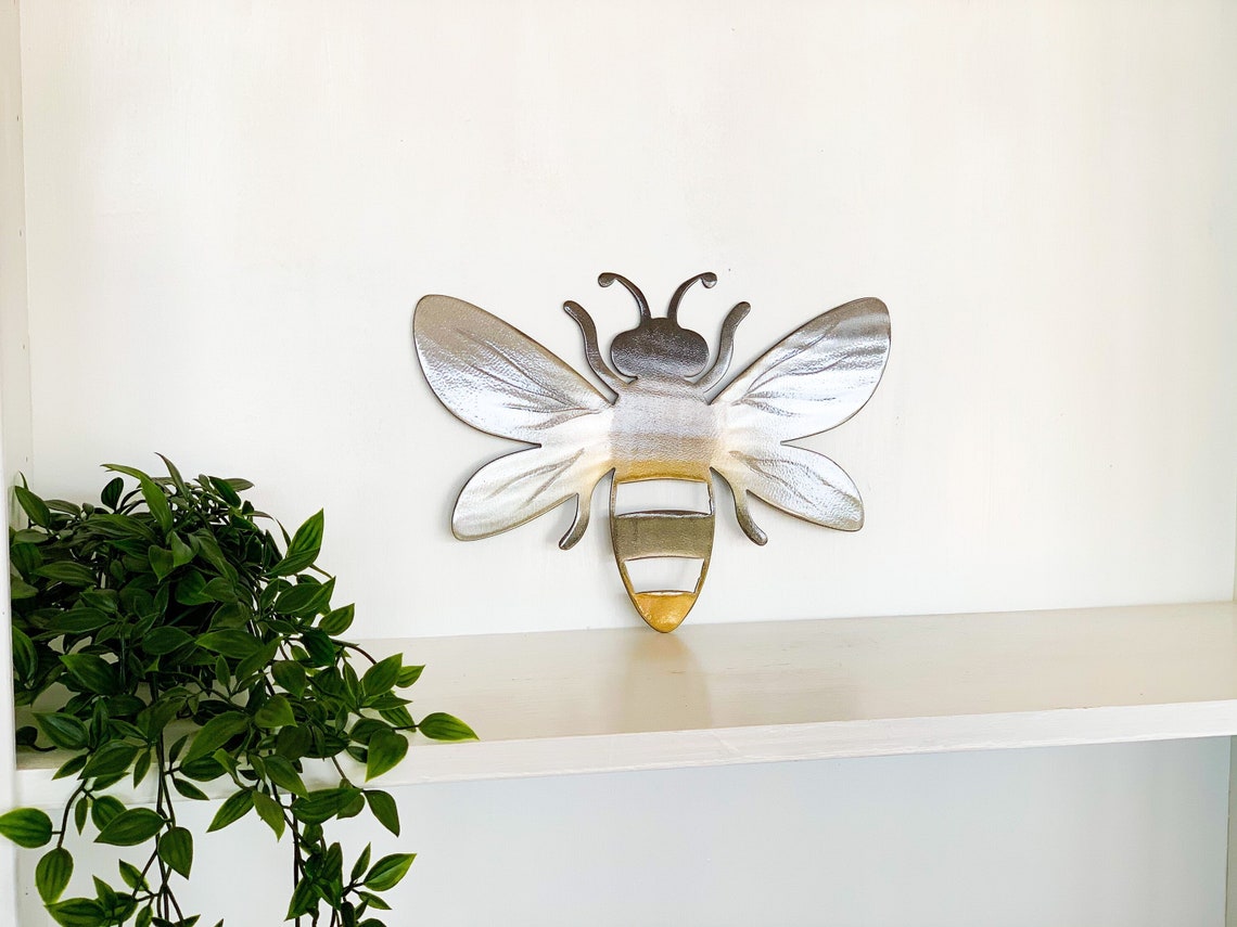 Bee Metal Wall Art With Powder Coat Thick Metal Multiple Etsy