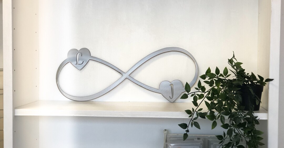 Personalized Infinity Metal Wall Art Hearts With Initials Wedding Gift Anniversary Gift Gift for