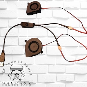 Dual fan usb powered helmet fan kit for cosplay. Plug and play ready to install.