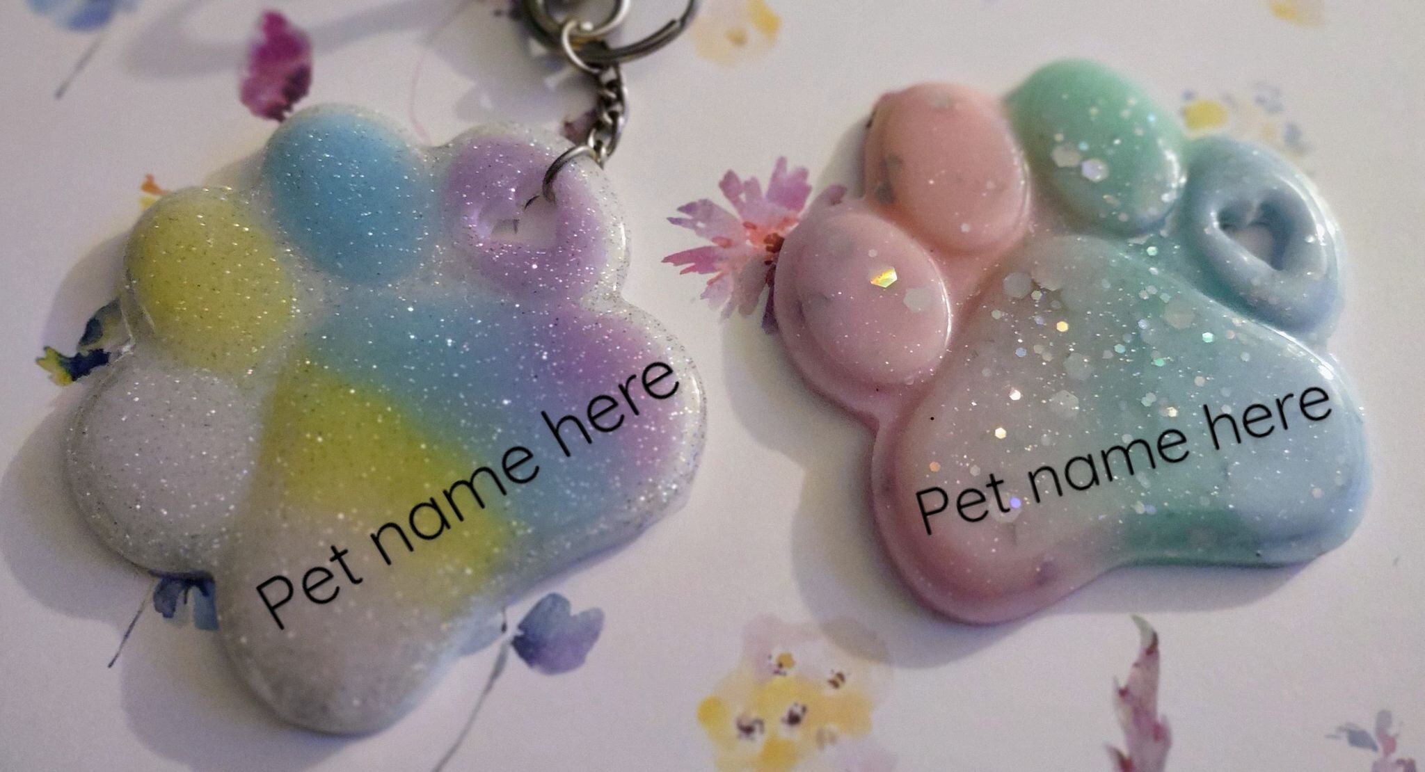 Resin Pet Key Chain With Custom Name Etsy