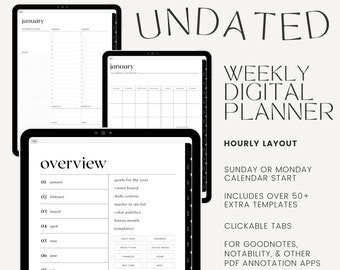 undated weekly hourly digital planner