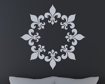 Fleur Di Lis Wall Decal, Ceiling Medallion Art, Wedding Shower Decoration, Mardi Gras Decor, Birthday Party Gift, Home Decorative Design