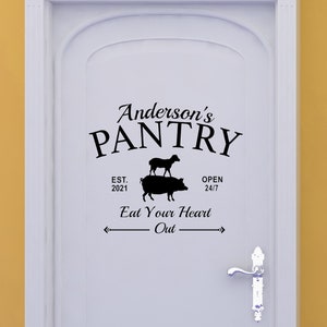 Personalized Pantry Door Sign, Custom Grocery Wall Decal, Pig Art, Sheep Kitchen Decoration, Housewarming Gift, Birthday Designs, Home Decor