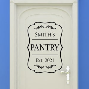 Personalized Pantry Door Sign, Vertical Custom Grocery Wall Decal, Established Art, Kitchen Decoration, Gift, Birthday Design Home Decor