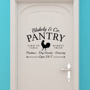 Pantry Door Decal, Personalized Gifts, Kitchen Sign Decor, Grocery Wall Design, Rooster Dining Decoration, Birthday Design, Home Artwork