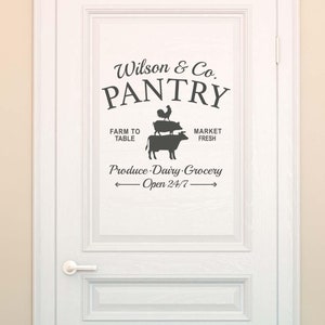 Personalized Pantry Door Sign, Custom Rooster Wall Decal, Cow Kitchen Decor, Pig Wall Art, Pantry Wall Decal, Farmhouse Design, Barnyard Art