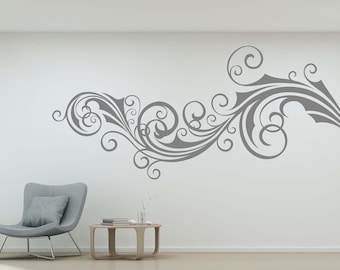 Swirls Wall Decor, Scroll Wall Art, Old World Wall Decal, Renaissance Decor, Ornamental Decal, Filigree Wall Art, Baroque, Burtonesque Art