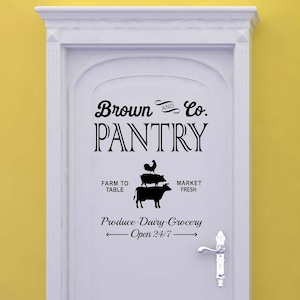 Pantry Türaufkleber, Hahn Wandkunst, Kuh Decor, Schwein Wandtattoo, Benutzerdefinierte Name Zeichen, Küche Wandkunst, Pantry Aufkleber, Home Decor