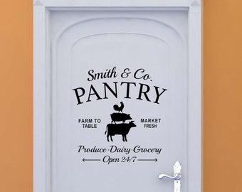 Personalized Pantry Door Sign, Custom Rooster Wall Decal, Pig Art, Cow Kitchen Decoration, Housewarming Gift, Birthday Designs, Home Decor