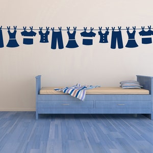 Laundry Room Wall Decal, Clothesline Decor, Hanging Clothes Vinyl Sticker, Utility Room Art, Laundry Room Makeover, Farmhouse Garland