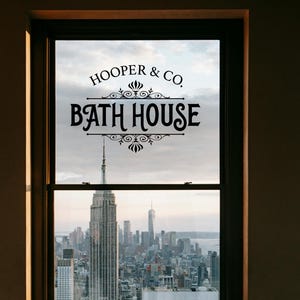 浴室サイン、カスタムネームデカール、浴室ドア装飾、浴室サイン、トイレ装飾、浴槽壁アート、ヴィンテージスタイル装飾