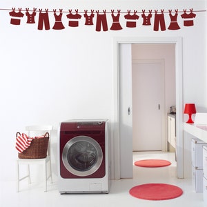 Laundry Room Wall Decal, Clothesline Decor, Hanging Clothes Vinyl Sticker, Utility Room Art, Laundry Room Makeover, Farmhouse Style