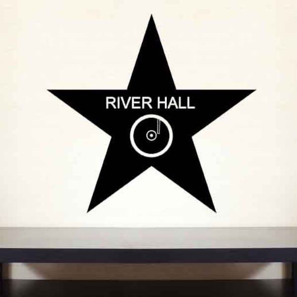 Walk of Fame Star Wall Decal, Gold, Platinum Record, Music Decor, Personalized Name Sign, Birthday Party Decoration, Hollywood Gift, Home