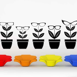 Wandtattoo Brillen, Optometrie Kunst, Optometrist Geschenk, Topfpflanze Dekor, Augen Arzt Design, Brillen Pflanzen Abziehbilder, Einzigartige Wandkunst