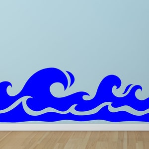 Ocean Waves Wall Art, Ocean Border Decal, Sea Wall Art, Beach Themed Decor, Waves Wall Sticker, Ocean Waves Vinyl, Coastal Decor