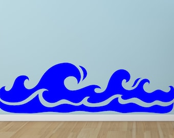 Arte murale con onde oceaniche, decalcomania con bordo oceano, arte murale con mare, decorazioni a tema spiaggia, adesivo murale con onde, vinile con onde oceaniche, decorazioni costiere