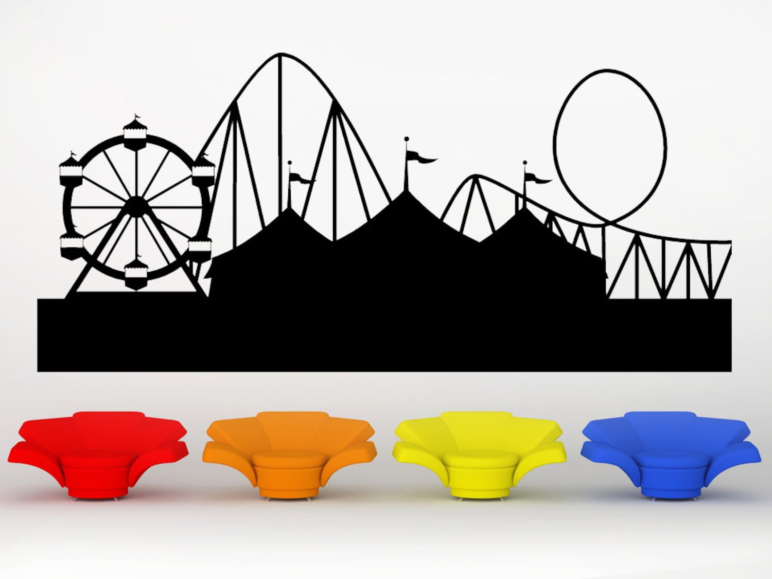 Carnival Wall Art Amusement Park Skyline Circus Decal Etsy