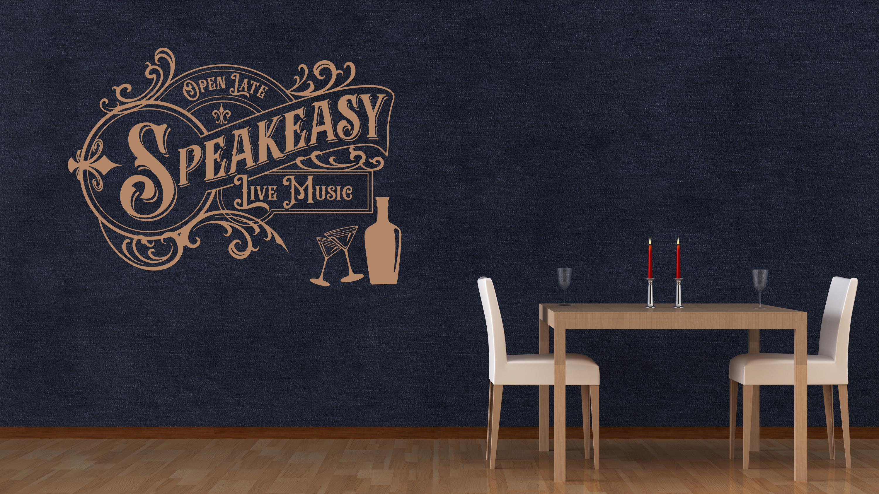 Speakeasy Wall Decal, Vintage Bar Decor, Cocktail Lounge Sign ...