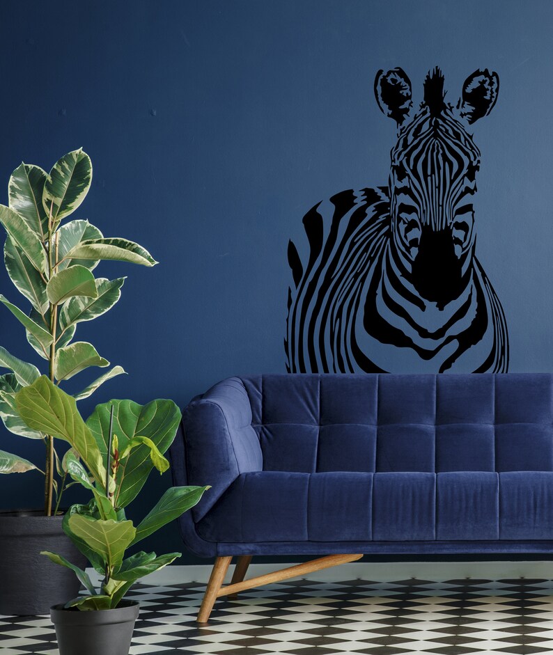 Zebra Wall Decal, Safari Animal Art, Jungle Room Decor, African ...