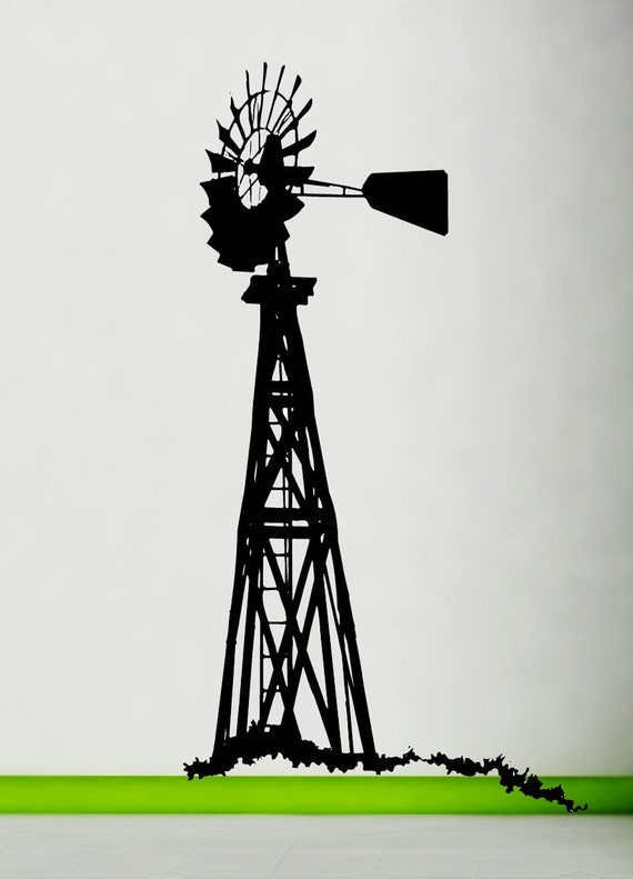 Windmill Decal Wind Mill Wall Decor Farm Home Art Nursery Etsy