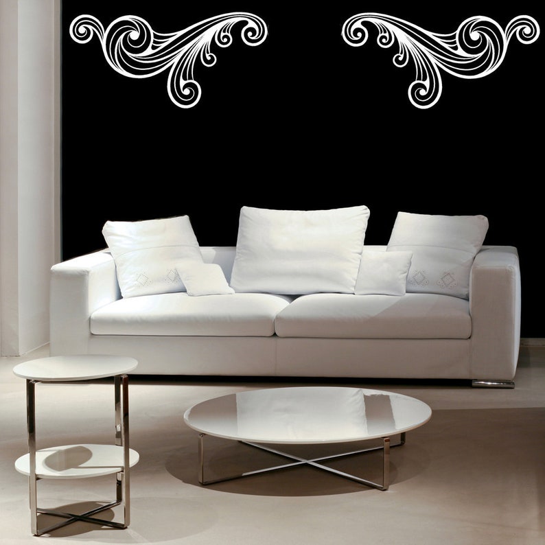 Corner Wall Decal Corner Art Fancy Office Swirly Picture Curly Art Nursery Decor Family Frame Swirl Decal Horizontal Art Pretty