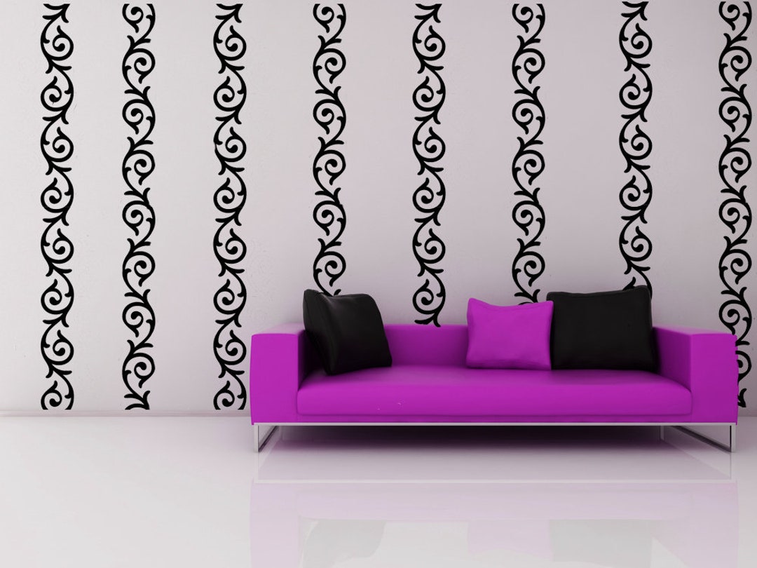 Wallpaper Wall Decal, Scroll Decor, Repeating Pattern, Vertical Design