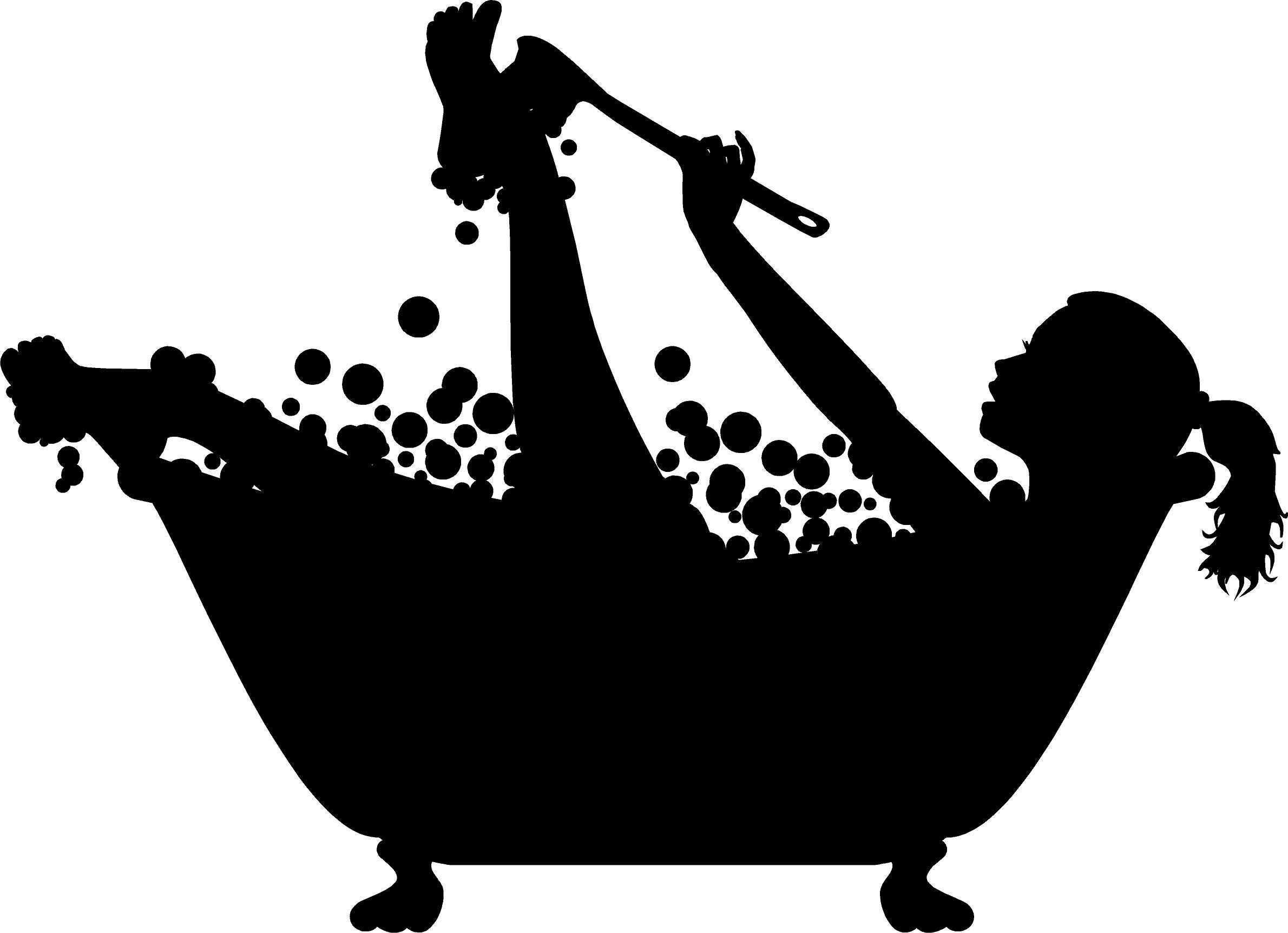 Bathroom Wall Decal Bathtub Art Silhouette Decor Bubble Etsy