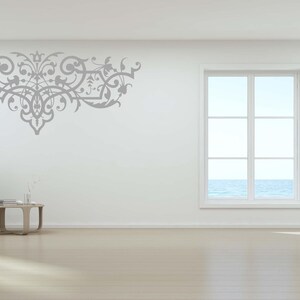 Cottagecore influenced wall art highlighting ornate scrollwork details that balance bucolic charm, refined beauty, and gentle vintage inspired expression. Renter, window decal stickers.