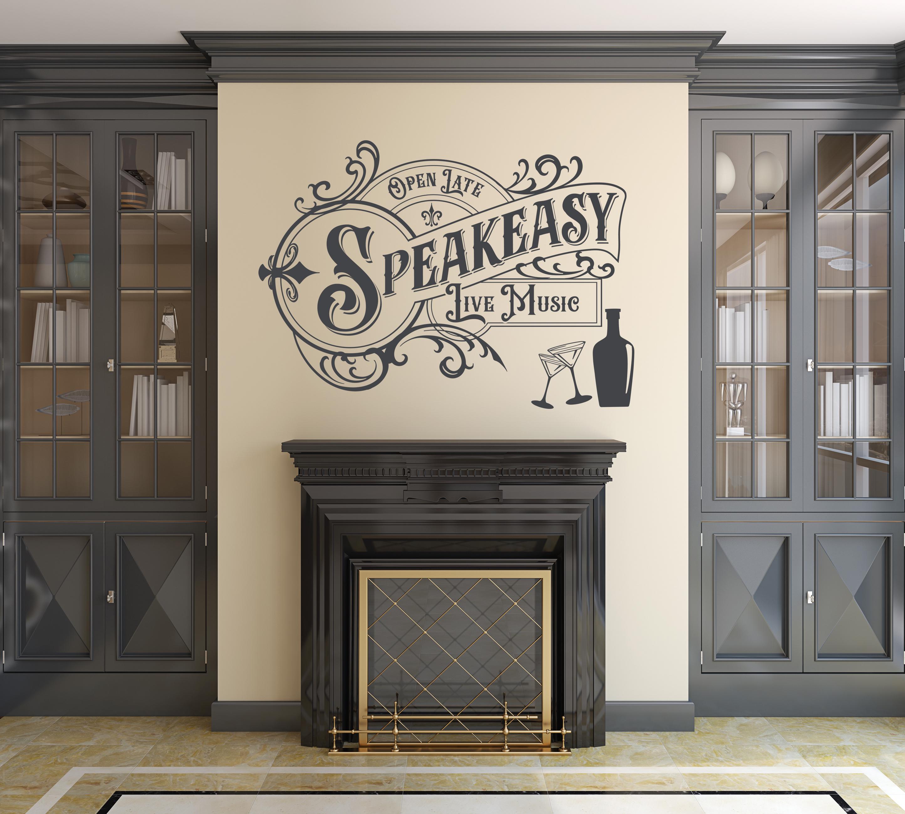 Speakeasy Wall Decal, Vintage Bar Decor, Cocktail Lounge Sign ...
