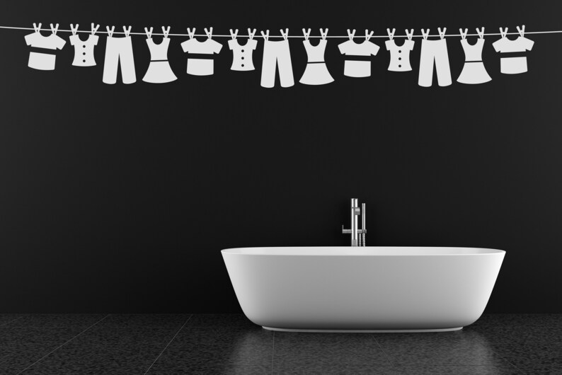 Laundry Room Wall Decal, Clothesline Decor, Hanging Clothes Vinyl ...