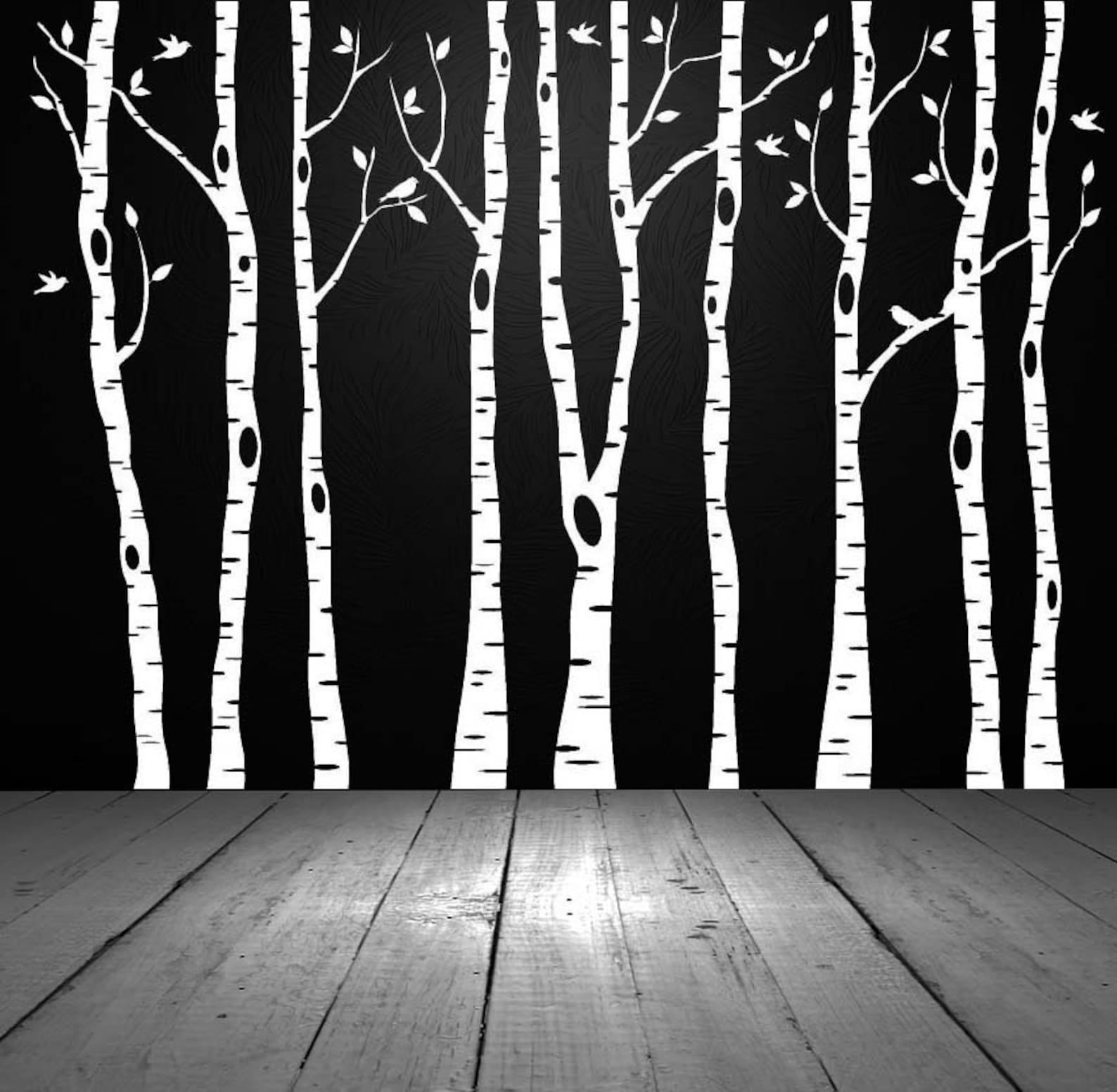 Birch Tree Wall Art Aspen Decal Artwork Branch Decor Leaf Etsy