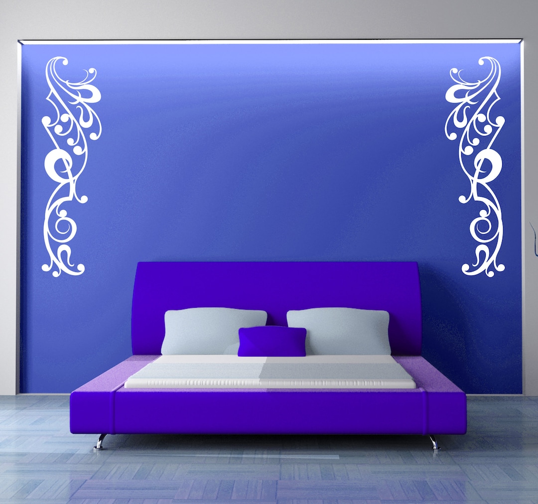 Corner Wall Decal Swirl Decor Scroll Design Corners Wall Etsy