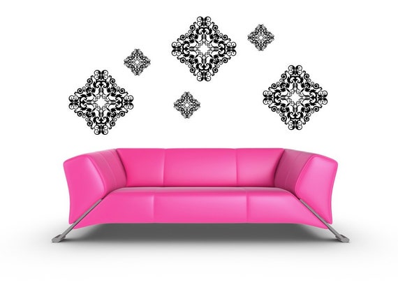 Medallion Wall Art Swirl Decal Ceiling Medallion Set Of 6 Damask Decal Retro Sticker European Vinyl Wall Home Decor Office Decor