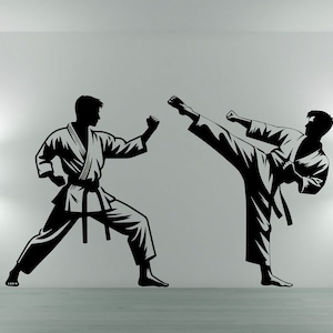 Karate Wall Decal, Martial Arts Wall Decor for Dojo or Gym, Jiu Jitsu Art, Judo Decor, Taekwondo Vinyl, Black Belt Wall Art, Kung Fu Design