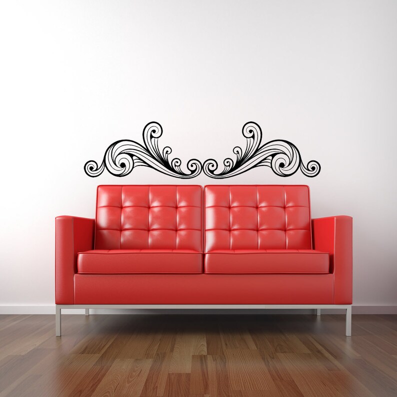 Corner Wall Decal Corner Art Fancy Office Swirly Picture Curly Art Nursery Decor Family Frame Swirl Decal Horizontal Art Pretty
