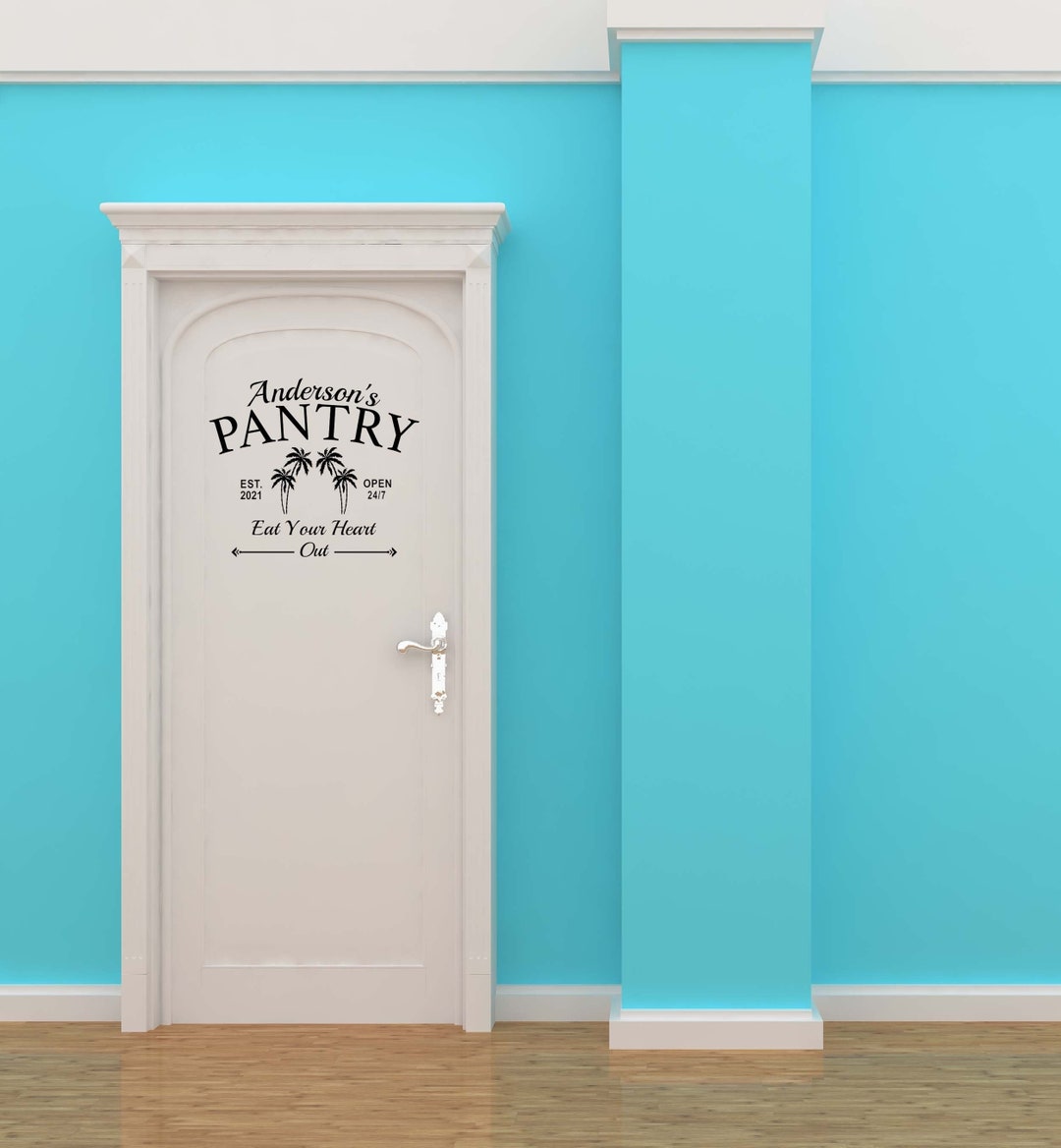 Personalized Pantry Door Sign, Custom Grocery Palm Trees Wall Decal