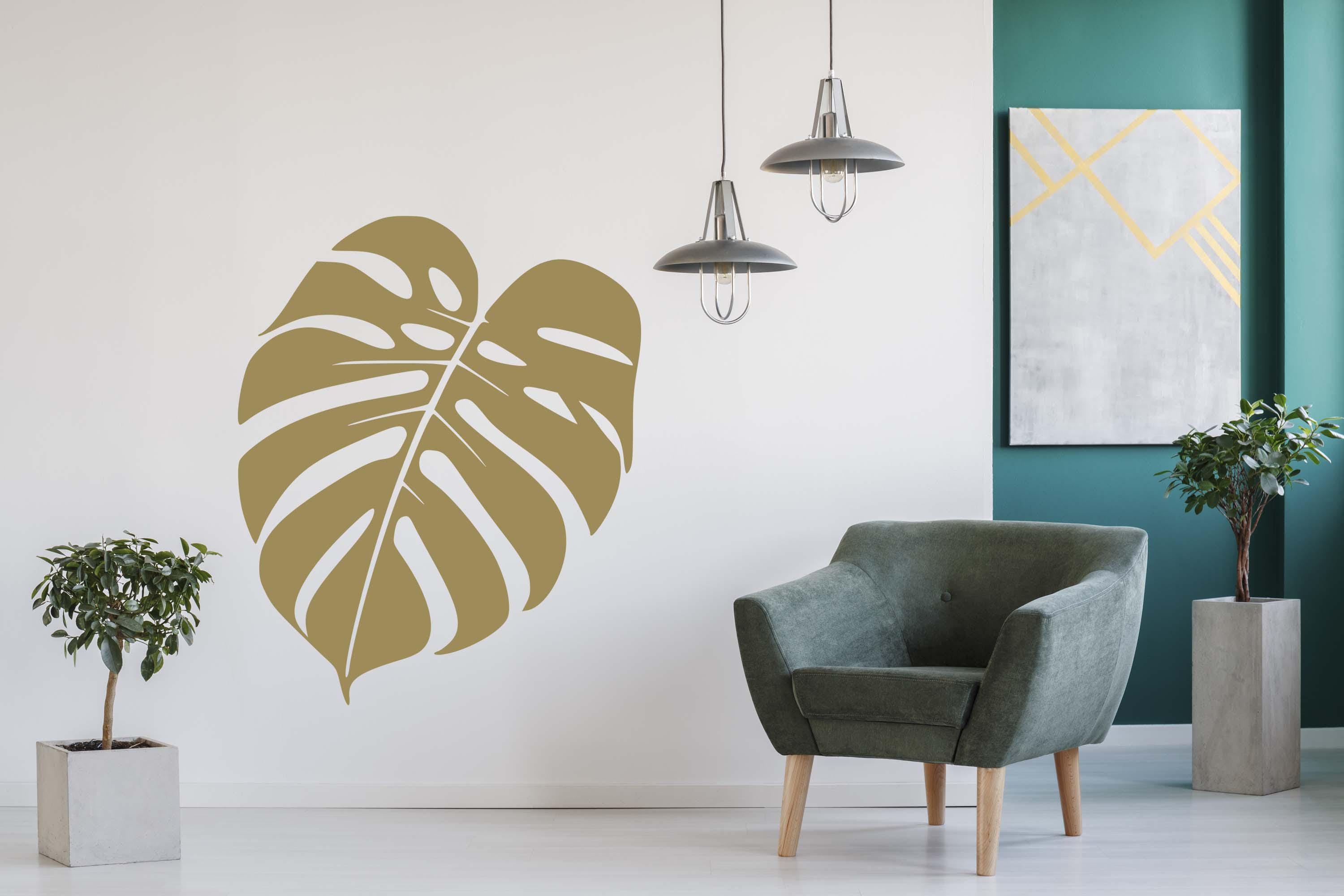 Monstera Leaf Wall Decal, Tropical Plant Wall Art, Jungle Botanical ...