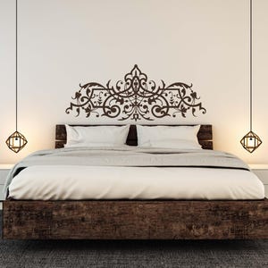 Ornate wall decal designed with flowing arabesque curves and decorative scrolls that evoke baroque artistry, classical beauty, and vintage inspired sophistication.