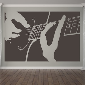 Guitar Player Wall Decal, Musician Silhouette Wall Art, Guitar Wall Art, Acoustic Guitar Decor, Guitar Artwork, Music Studio Decal