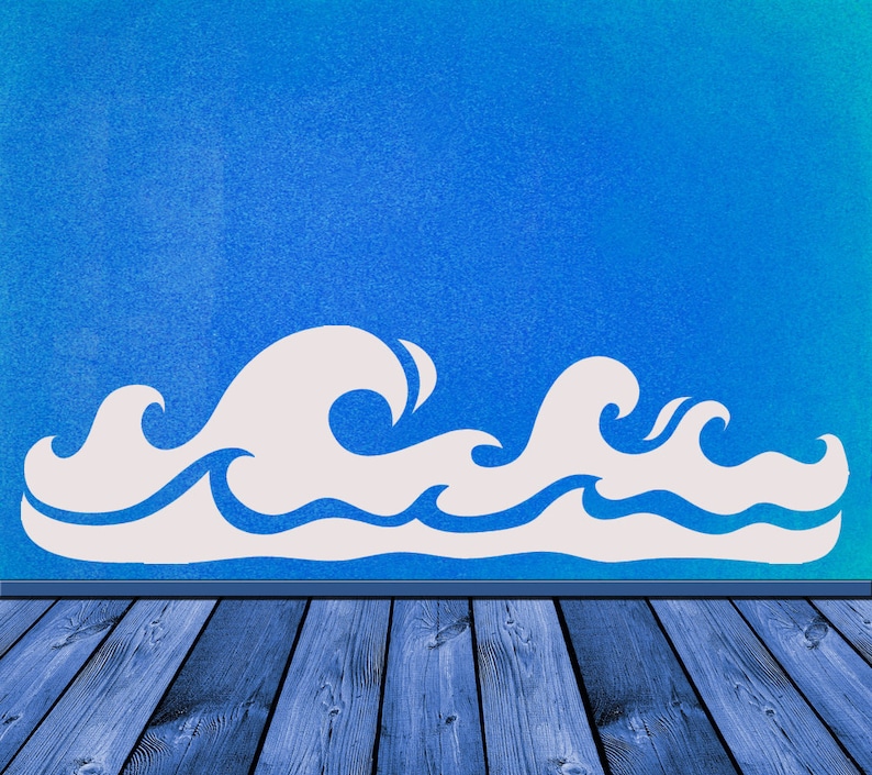Wall Sticker Border Decal Vinyl Naval Bathroom Beach Themed Party Pool Ocean Waves Navy Decorations Coastal Decor Sea Wall Art