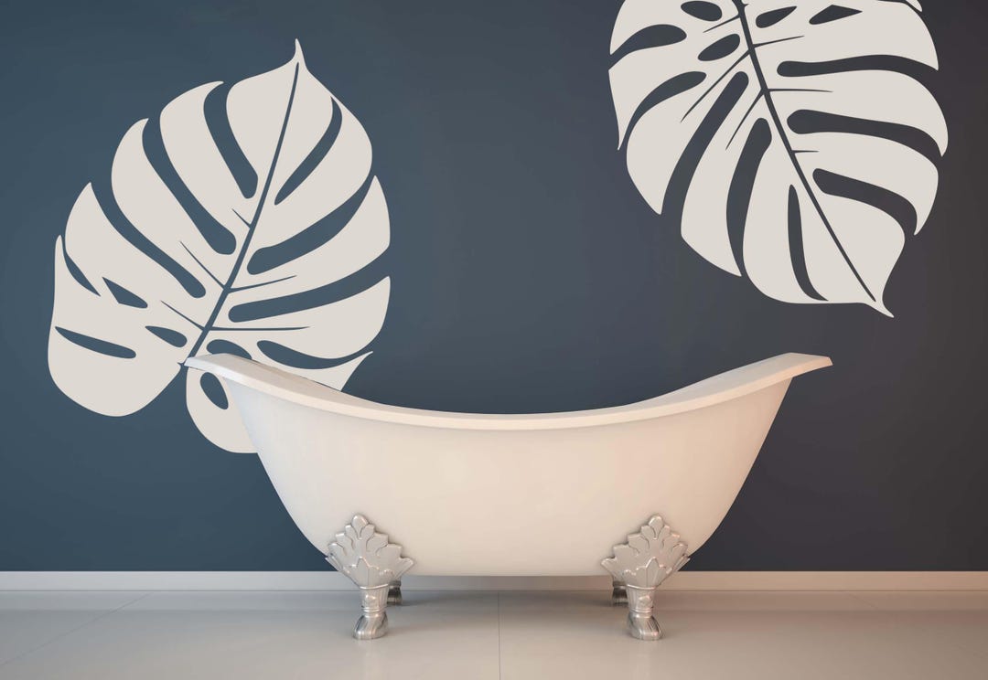 Monstera Leaf Wall Decal, Tropical Plant Art, Jungle Botanical Decor ...