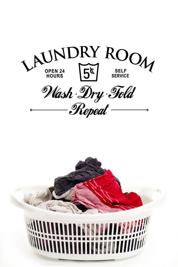 Laundry Room Decor, Farmhouse Wall Decal, Vintage Sign, Mud Room Door Art, Utility Room, Self Service Artwork