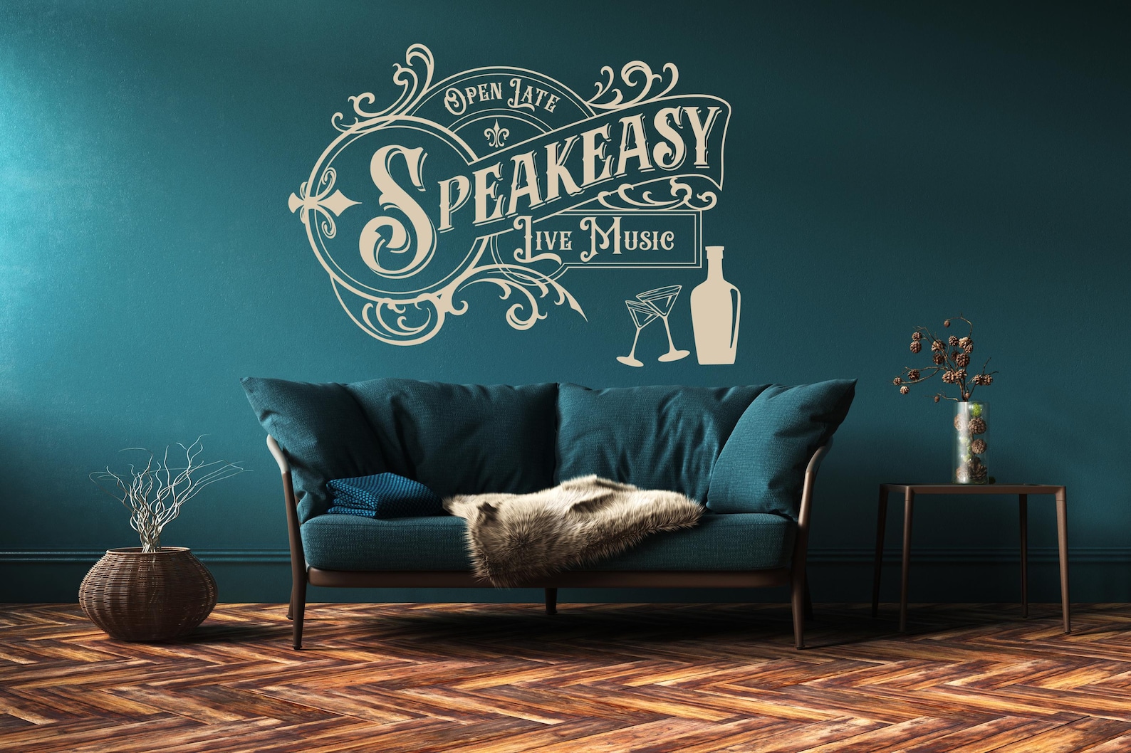 Speakeasy Wall Decal, Vintage Bar Decor, Cocktail Lounge Sign ...
