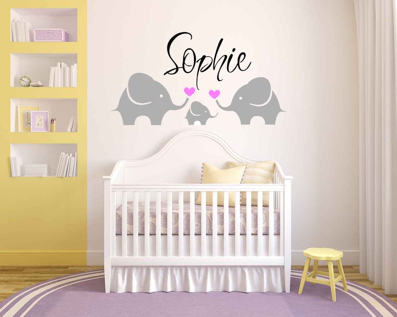 elephant wall decal personalized decal wall decal nursery | etsy