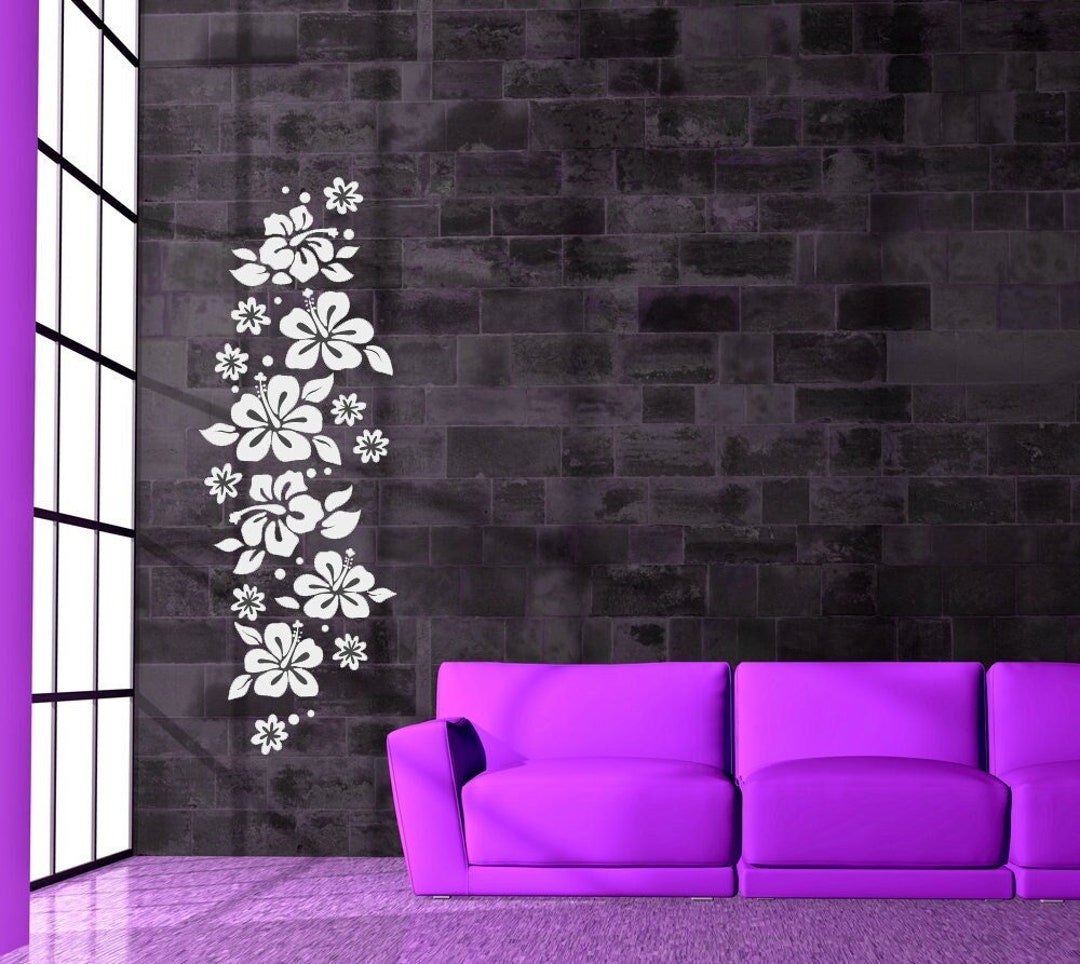 Hawaiian Flower Wall Decal, Hibiscus Decor, Hawaii Artwork, Luau