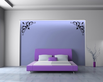 Corner Wall Decals, Baroque Scrollwork Decor, Arabesque, Moroccan Decor, Swirl Decoration, Old World Art