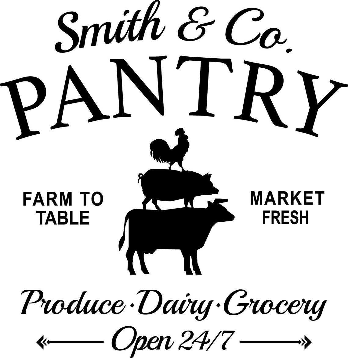 Personalized Pantry Door Sign Custom Rooster Wall Decal Pig Etsy