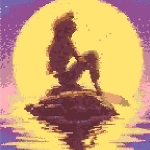 Digital PDF file Ariel silhouette cross stitch pattern